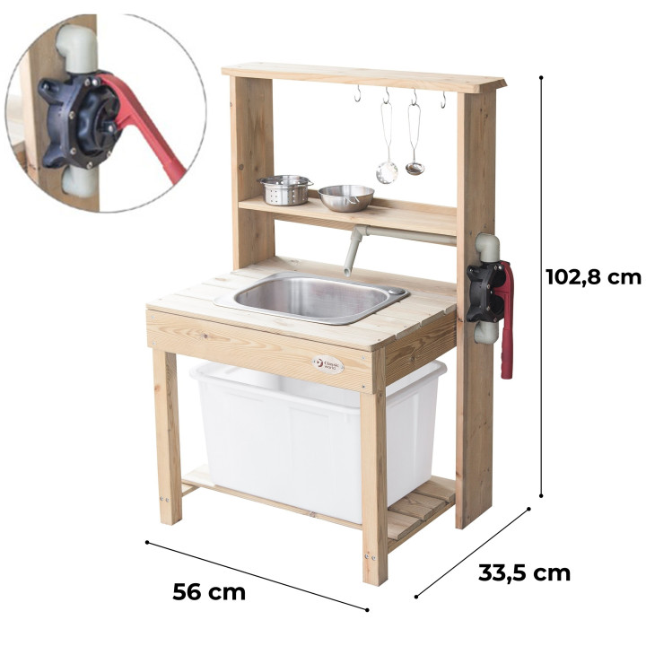 CLASSIC WORLD EDU Wooden Sink Mud Kitchen XXL with Water Circulation