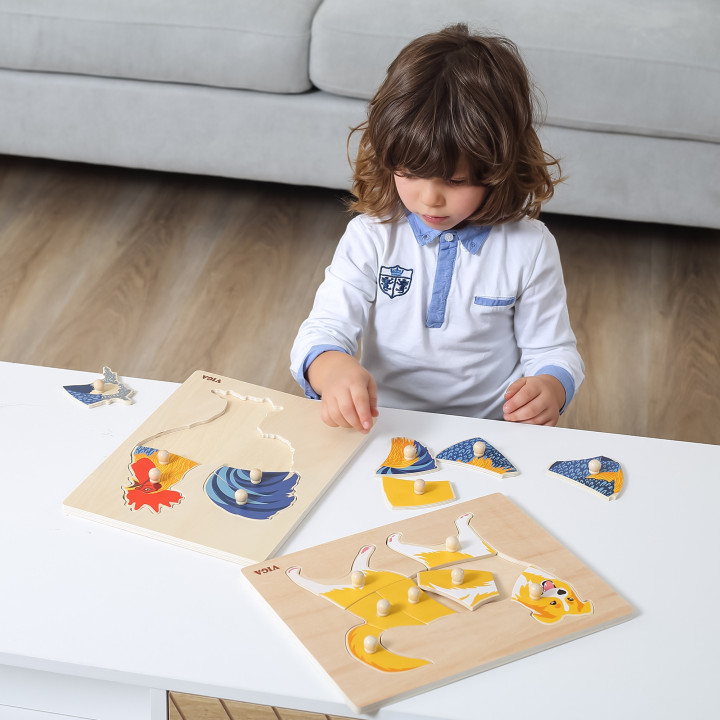 VIGA Drewniane Puzzle Montessori Słoń z Pinezkami
