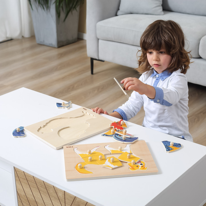 VIGA Drewniane Puzzle Montessori Słoń z Pinezkami