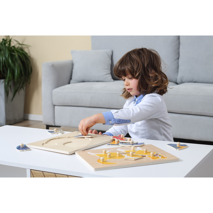 VIGA Drewniane Puzzle Montessori Słoń z Pinezkami