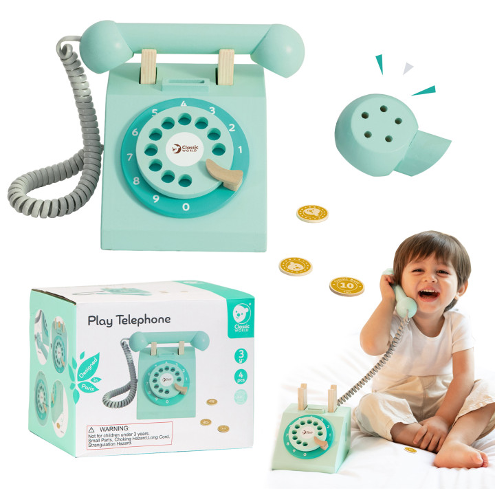 CLASSIC WORLD Telefon Stacjonarny Drewniany Dla Dzieci