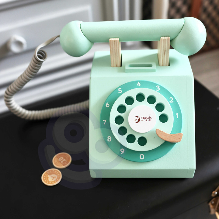 CLASSIC WORLD Telefon Stacjonarny Drewniany Dla Dzieci