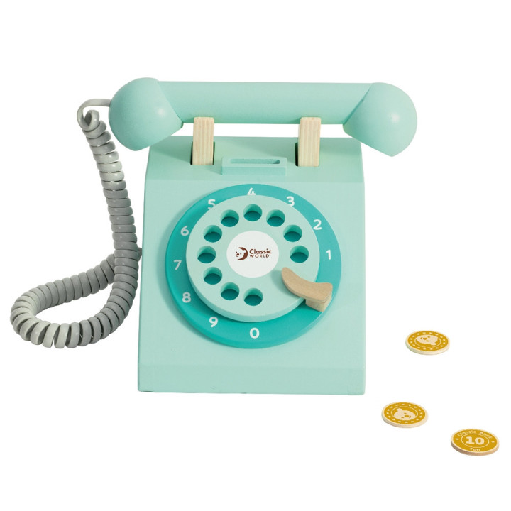 CLASSIC WORLD Telefon Stacjonarny Drewniany Dla Dzieci
