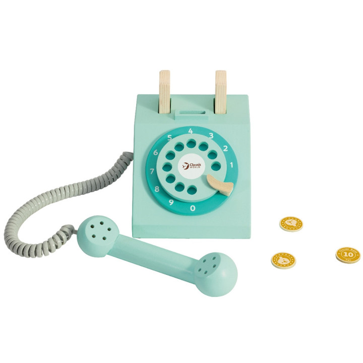 CLASSIC WORLD Telefon Stacjonarny Drewniany Dla Dzieci