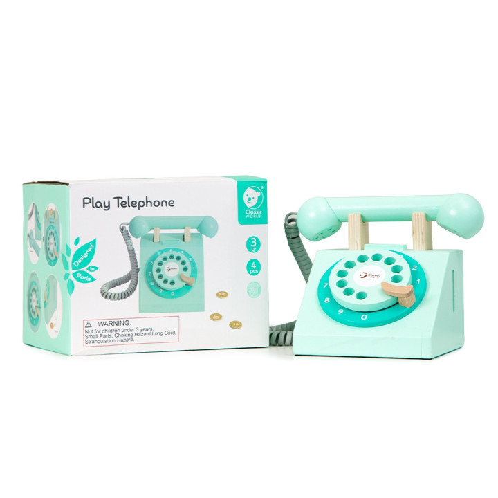 CLASSIC WORLD Telefon Stacjonarny Drewniany Dla Dzieci