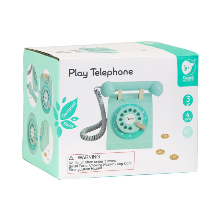 CLASSIC WORLD Telefon Stacjonarny Drewniany Dla Dzieci
