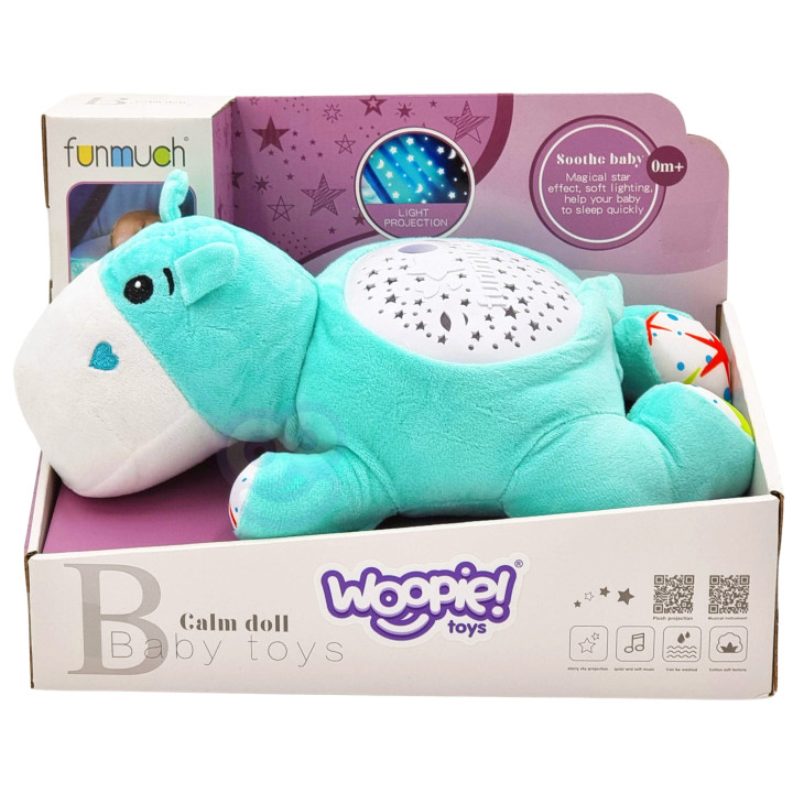 WOOPIE BABY Cuddly Toy 2-in-1 Projector Sleeper Hippo