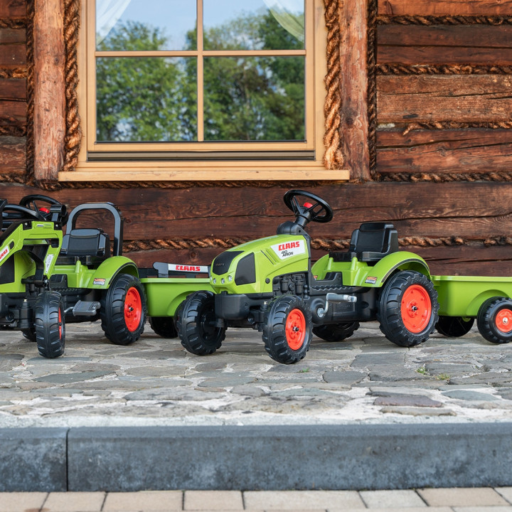 FALK Green Claas Pedal Tractor with Trailer + Horn from 2 Years Old.