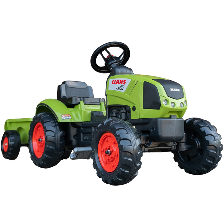 FALK Green Claas Pedal Tractor with Trailer + Horn from 2 Years Old.