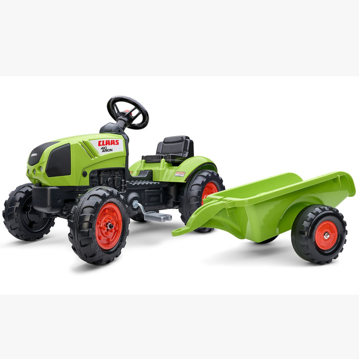 FALK Green Claas Pedal Tractor with Trailer + Horn from 2 Years Old.