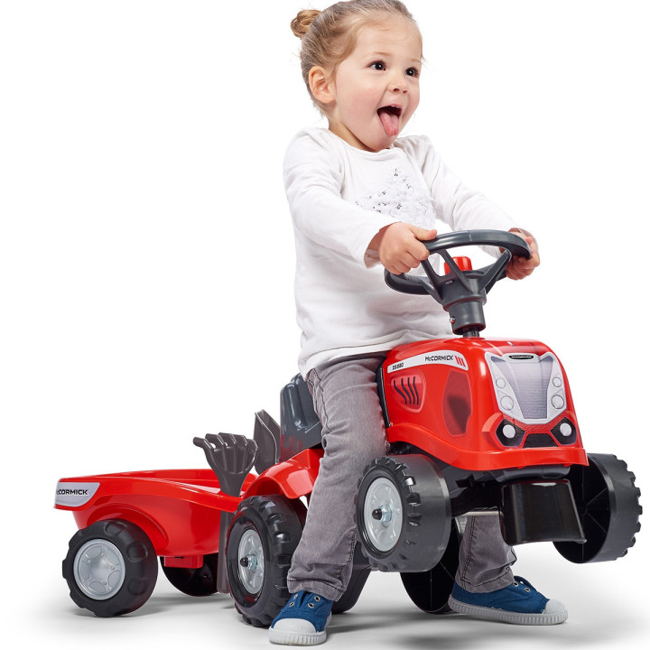 FALK Baby Mac Cormick Red Tractor with Trailer + accessories from 1 year