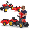 FALK Supercharger Pedal Tractor with Trailer and Opening Hood Red 2-5 Years