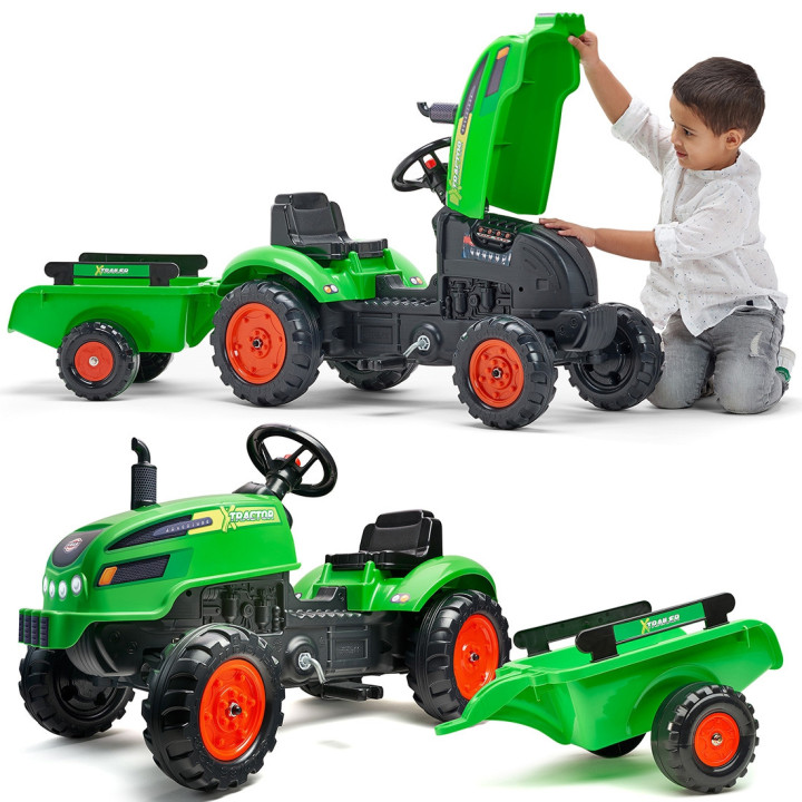 FALK X Tractor Green with Trailer Horn 2-5 Years