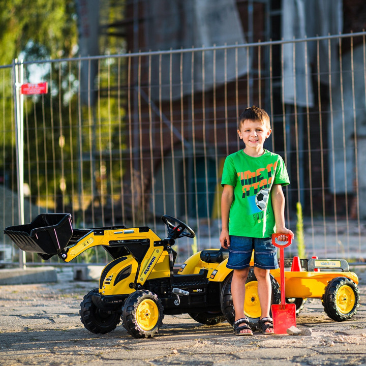 FALK Traktor na Pedały Koparka KOMATSU Łyżka + Przyczepa od 2 lat