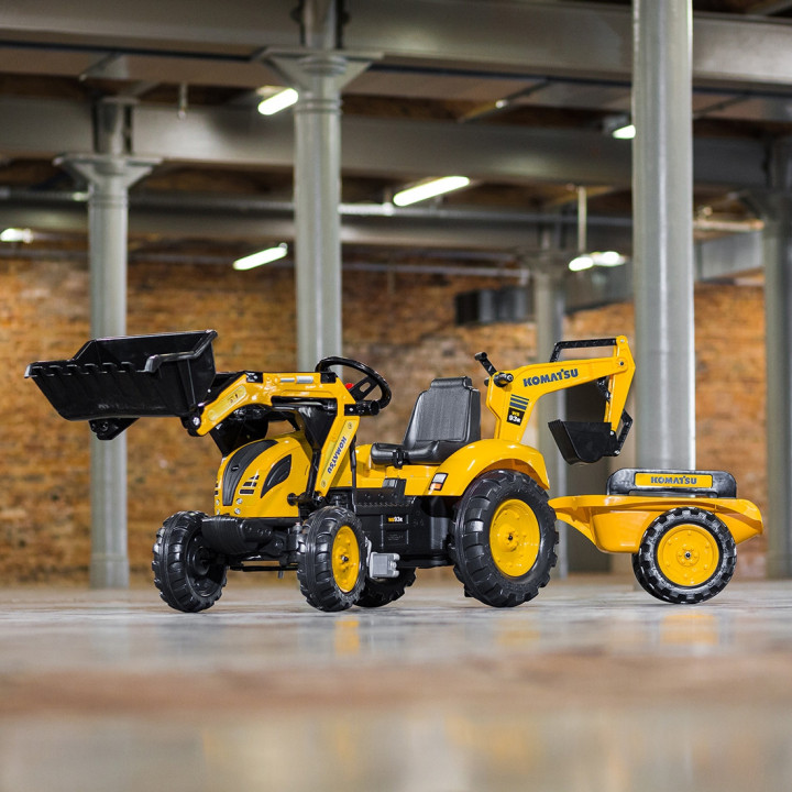 FALK Traktor na Pedały Koparka KOMATSU Łyżka + Przyczepa od 2 lat