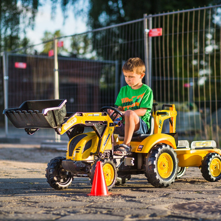 FALK Traktor na Pedały Koparka KOMATSU Łyżka + Przyczepa od 2 lat