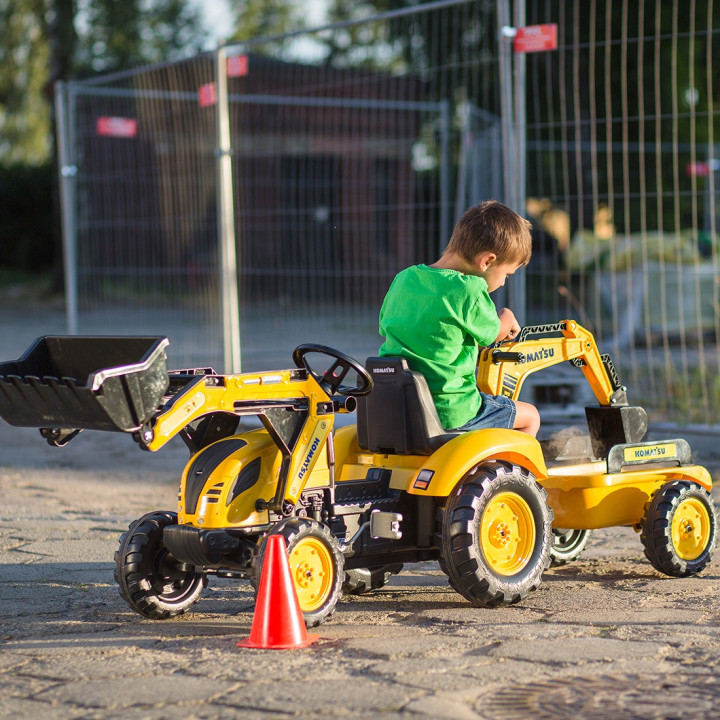 FALK Traktor na Pedały Koparka KOMATSU Łyżka + Przyczepa od 2 lat