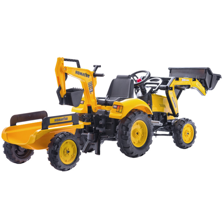 FALK Traktor na Pedały Koparka KOMATSU Łyżka + Przyczepa od 2 lat