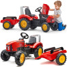 FALK Red Supercharger Pedal Tractor with Trailer, Openable, for ages 3-7