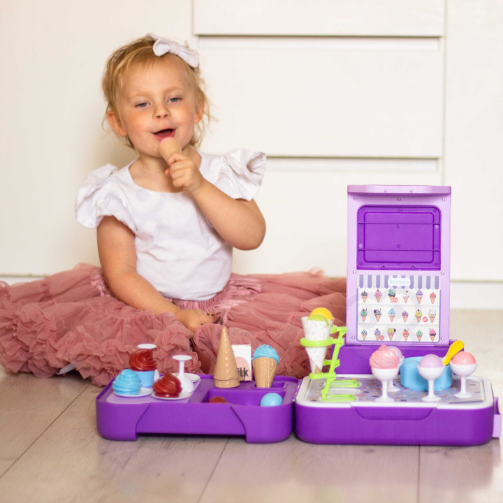 WOOPIE Ice Cream Case 3 in 1 Kitchen Shop Ice Cream Parlor Portable 62 pcs.