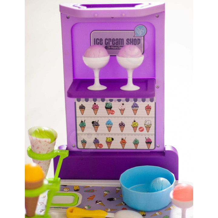 WOOPIE Ice Cream Case 3 in 1 Kitchen Shop Ice Cream Parlor Portable 62 pcs.