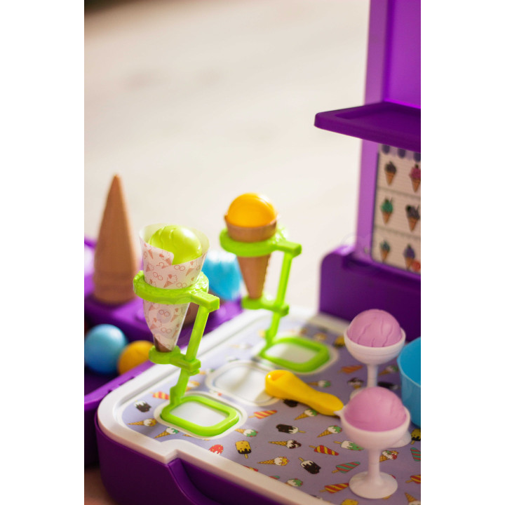 WOOPIE Ice Cream Case 3 in 1 Kitchen Shop Ice Cream Parlor Portable 62 pcs.
