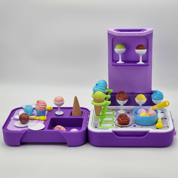 WOOPIE Ice Cream Case 3 in 1 Kitchen Shop Ice Cream Parlor Portable 62 pcs.