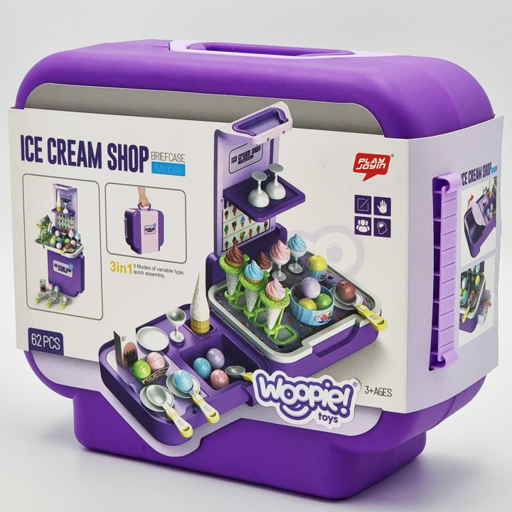 WOOPIE Ice Cream Case 3 in 1 Kitchen Shop Ice Cream Parlor Portable 62 pcs.