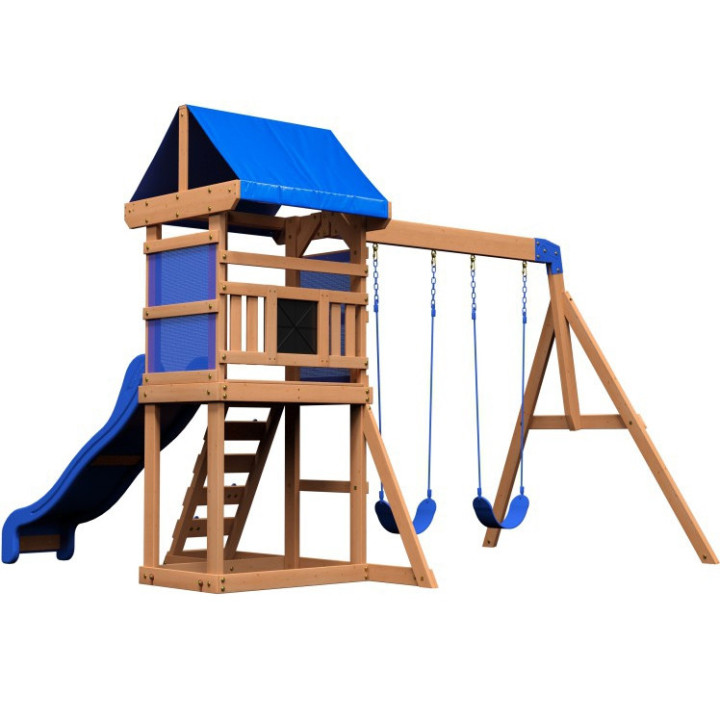 BACKYARD DISCOVERY Wooden Playground Aurora Playhouse Slide