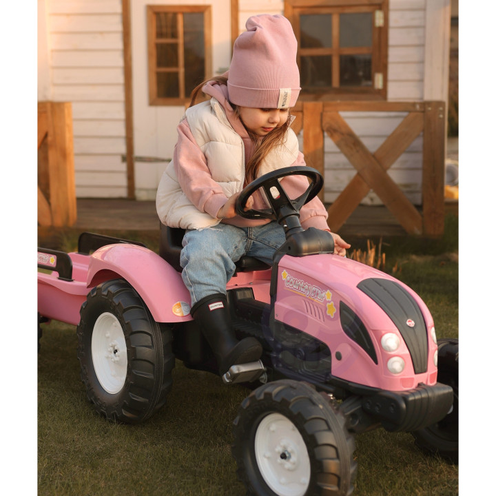 FALK Country Star Pink Pedal Tractor + Trailer and Horn 2-5 Years.
