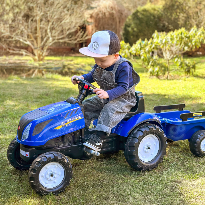 FALK Traktor na Pedały New Holland Duży z Przyczepką + Otwierana Maska od 2 lat