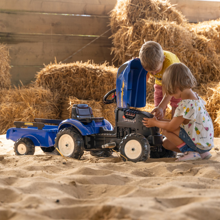 FALK Traktor na Pedały New Holland Duży z Przyczepką + Otwierana Maska od 2 lat