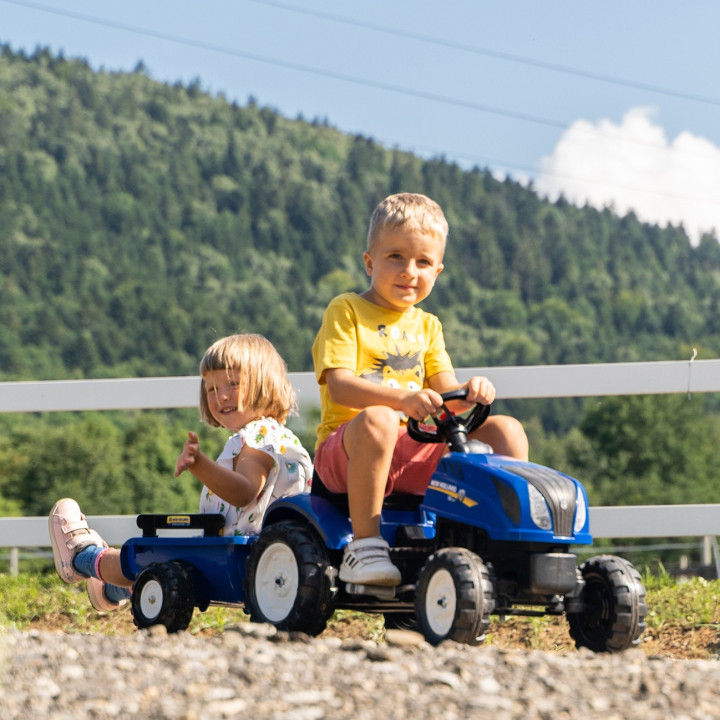 FALK Traktor na Pedały New Holland Duży z Przyczepką + Otwierana Maska od 2 lat