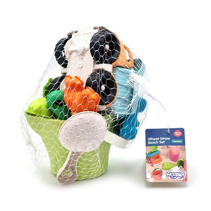WOOPIE Sand Bucket Set with Car 11 pcs. BIODEGRADABLE ORGANIC MATERIAL