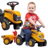 FALK Traktorek Jeździk JCB Pomarańczowy Z Przyczepką Łopatka Grabki