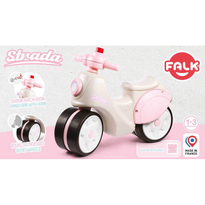 FALK Scooter Strada Retro Ride-on for Girls, Silent Tires from 1 Year