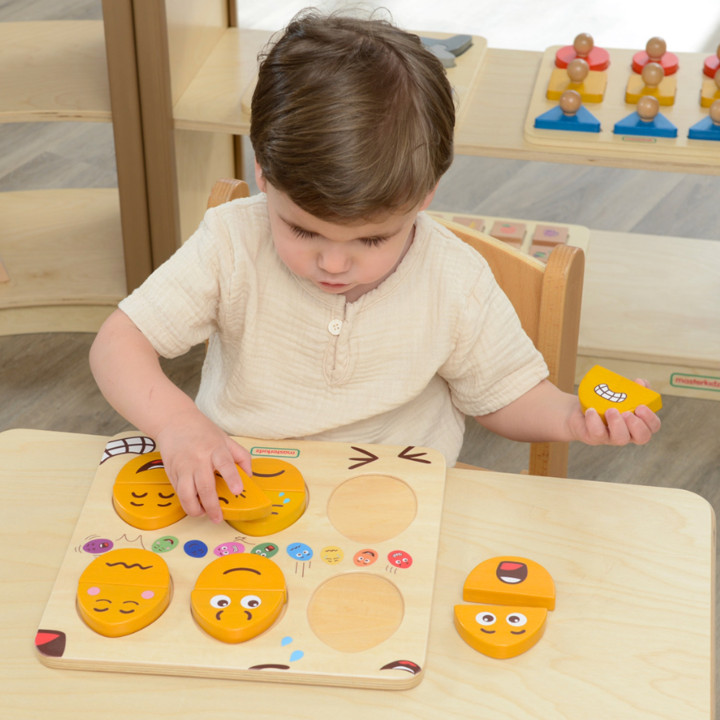 MASTERKIDZ Wooden Eggs Emotion Learning Board - What Humor? Montessori
