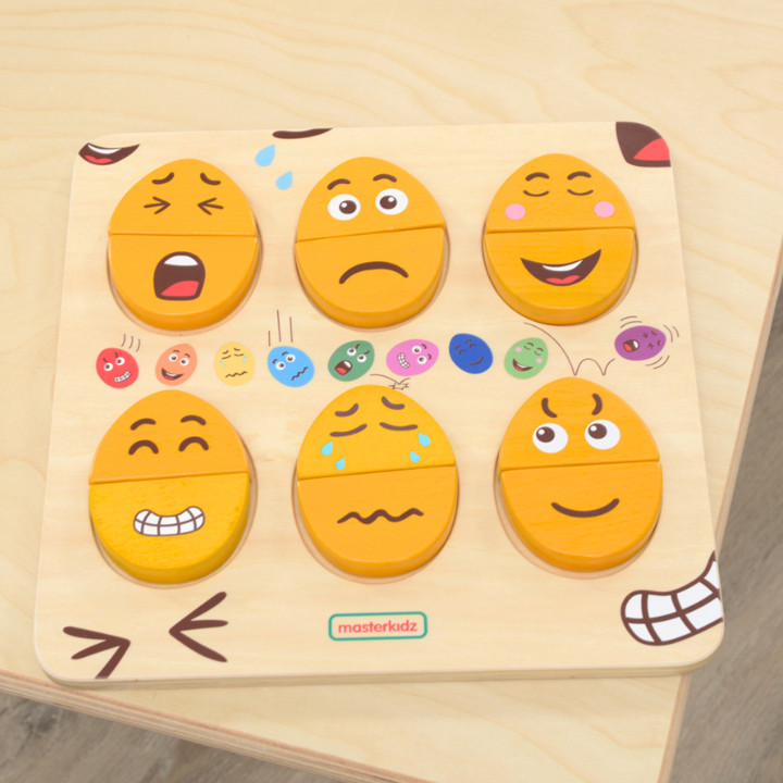 MASTERKIDZ Wooden Eggs Emotion Learning Board - What Humor? Montessori