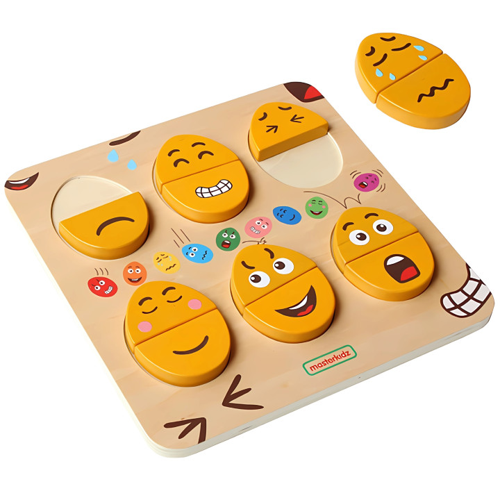 MASTERKIDZ Wooden Eggs Emotion Learning Board - What Humor? Montessori