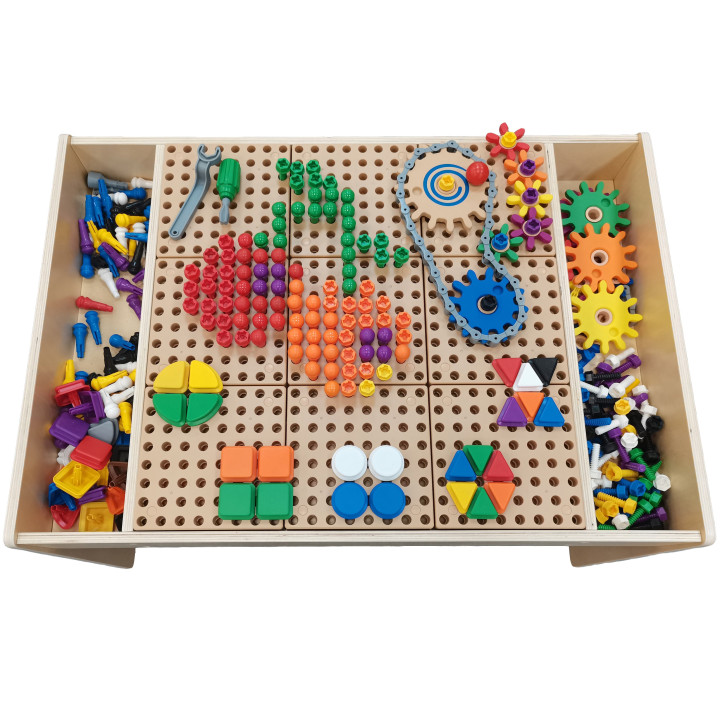 MASTERKIDZ Wooden Educational Table + STEM WALL ACCESSORIES