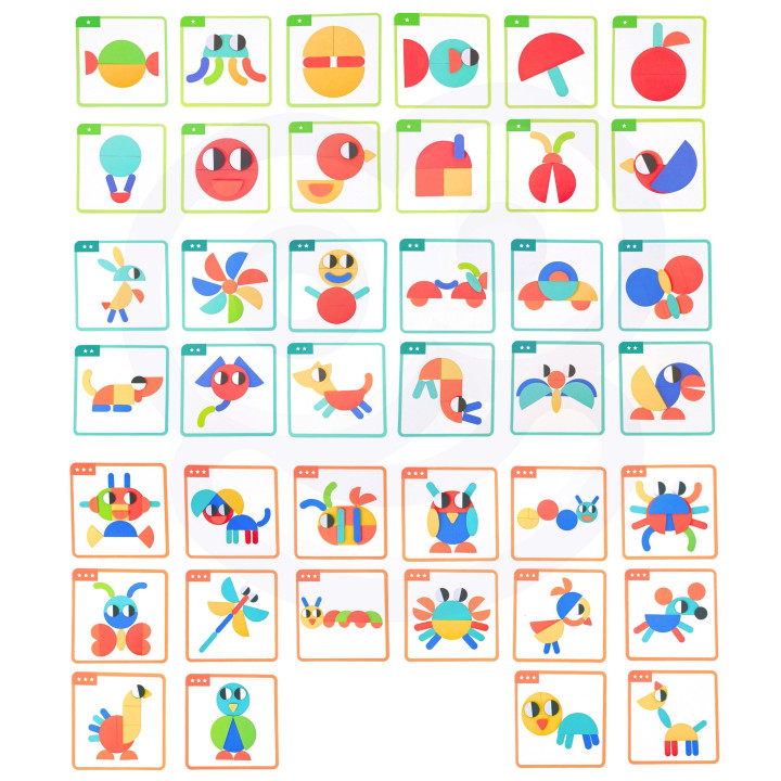 WOOPIE GREEN Wooden Montessori Puzzle 40 Patterns to Recreate 55 Pieces FSC Certified