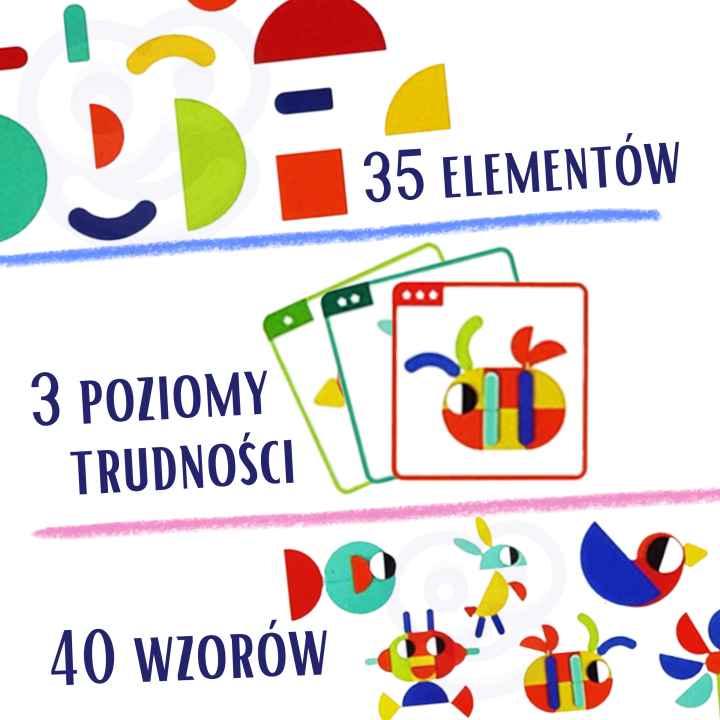 WOOPIE GREEN Wooden Montessori Puzzle 40 Patterns to Recreate 55 Pieces FSC Certified