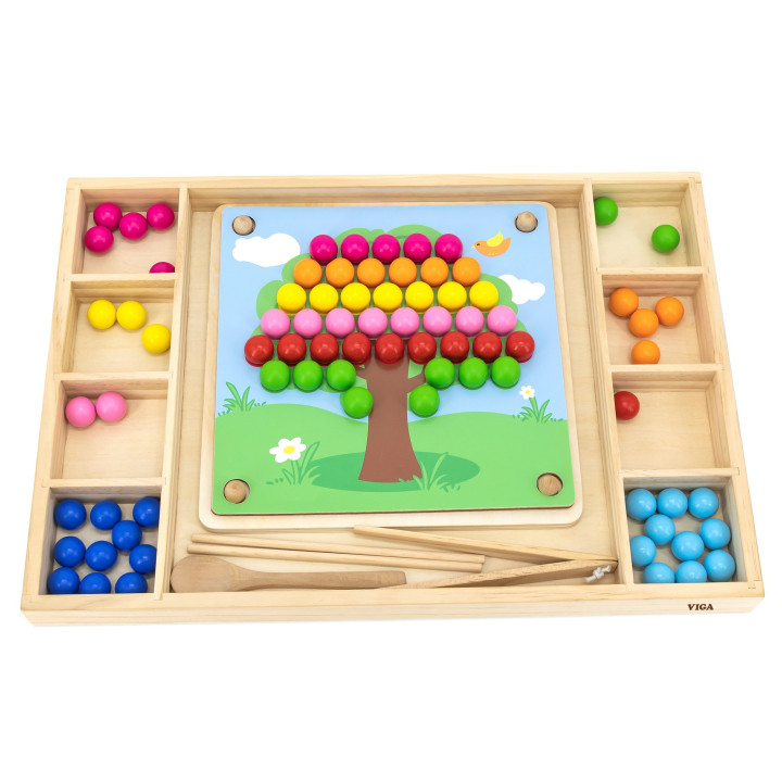 VIGA Wooden Ball Catch and Match Game Montessori Puzzle