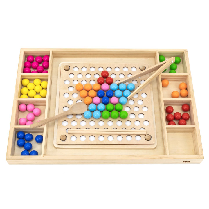 VIGA Wooden Ball Catch and Match Game Montessori Puzzle