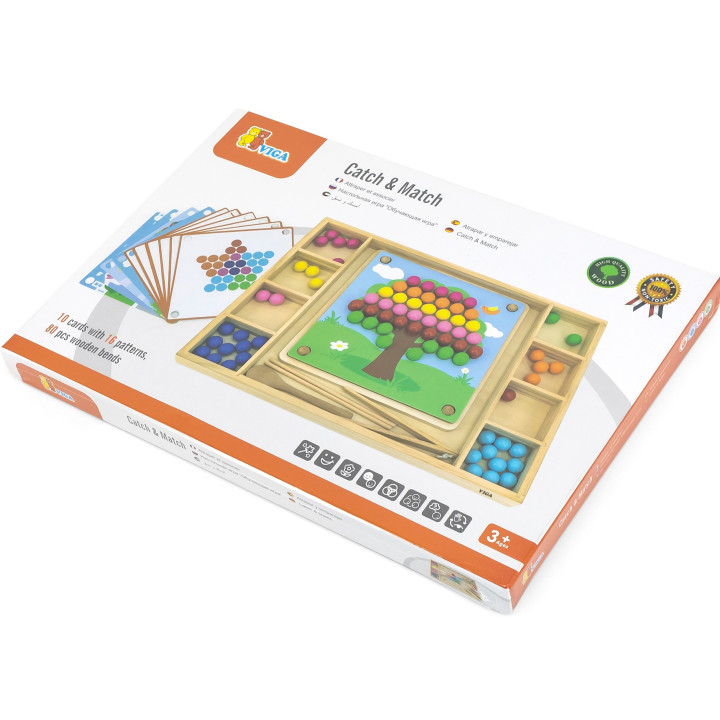 VIGA Wooden Ball Catch and Match Game Montessori Puzzle