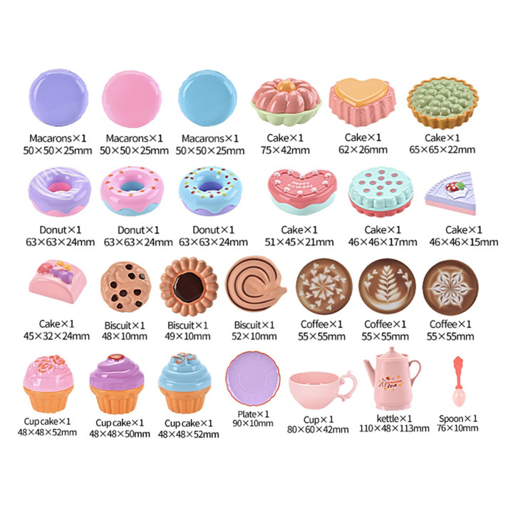 WOOPIE Shopping Basket with Tea Set and Sweets 26 pcs.