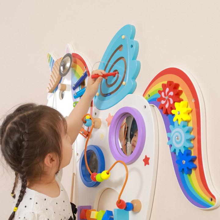 Viga Drewniana Tablica Sensoryczna Manipulacyjna Jednorożec