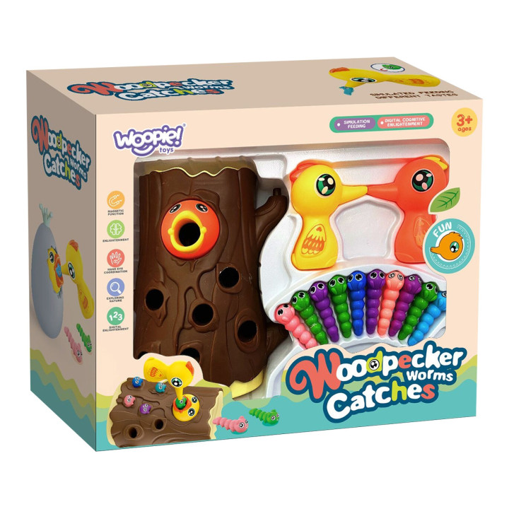 WOOPIE Magnetic Arcade Game Catch the Bug 2 Woodpeckers + 10 Bugs