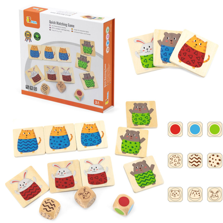 VIGA Wooden Puzzle Quick Match Game 27 pcs.