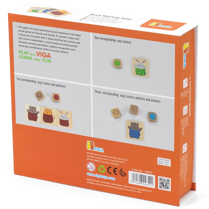 VIGA Wooden Puzzle Quick Match Game 27 pcs.